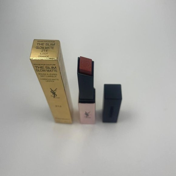 YSL The Slim Glow Matte Lipstick 214 Illicit Orange BRAND NEW - Picture 3 of 4